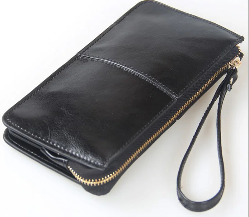 Candy Colors Bag Wristlet Oil Wax Leather Evening Clutch Wallet