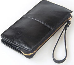 Candy Colors Bag Wristlet Oil Wax Leather Evening Clutch Wallet