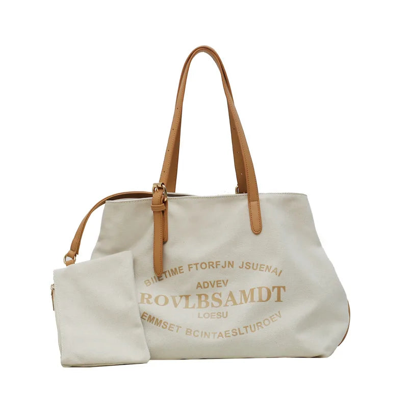 Canvas Large Capacity Shoulder Bag Clear Ladies Purses and Handbags
