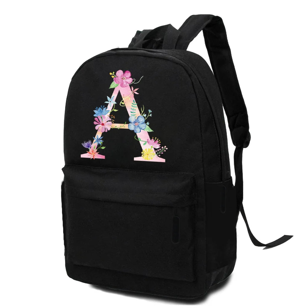 Pink Letter Printing Casual Backpack Laptop Backpack Unisex Sport Bags