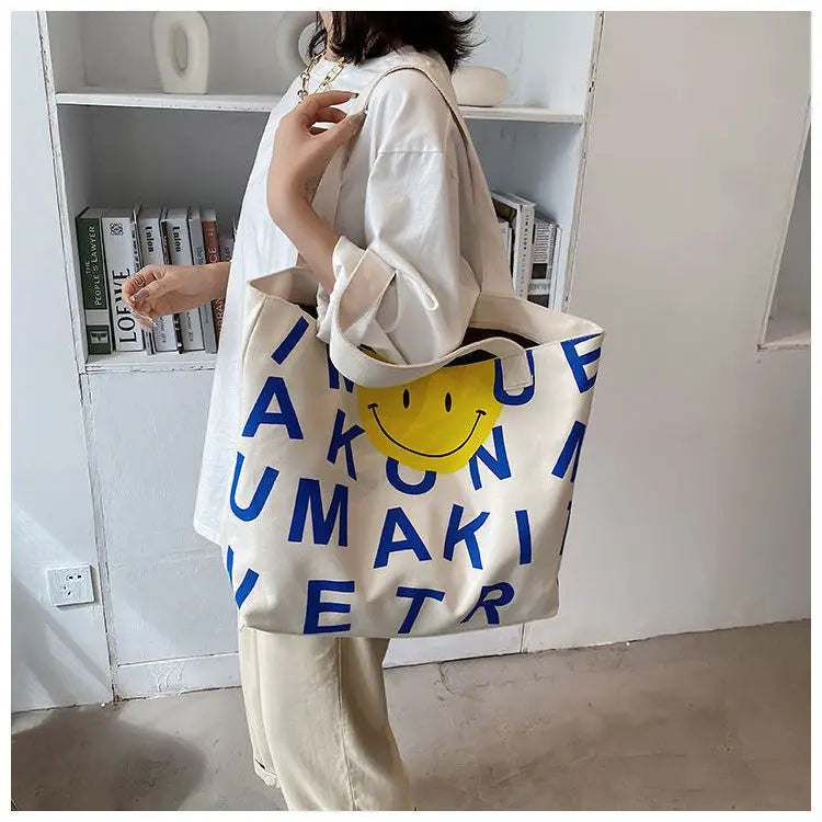 Canvas Tote Bag Large Capacity Printed Handbag for Women Shopping
