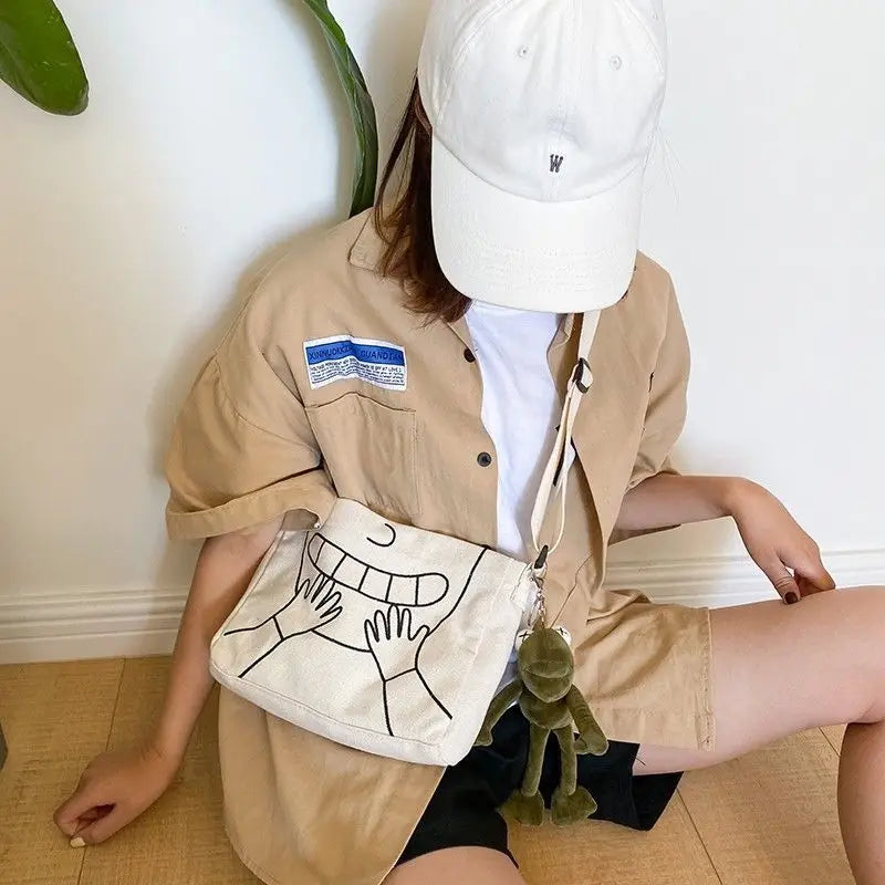 Canvas Crossbody Bag Funny Girly Shoulder Bag All Match Women Messenger Bag