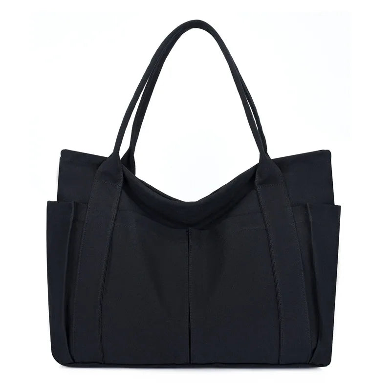 Japanese Style Canvas Shoulder Bag Large Capacity Tote Purse