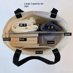 Canvas Shoulder Bag Daily Shopping Girls Tote Cotton Handbag Large School