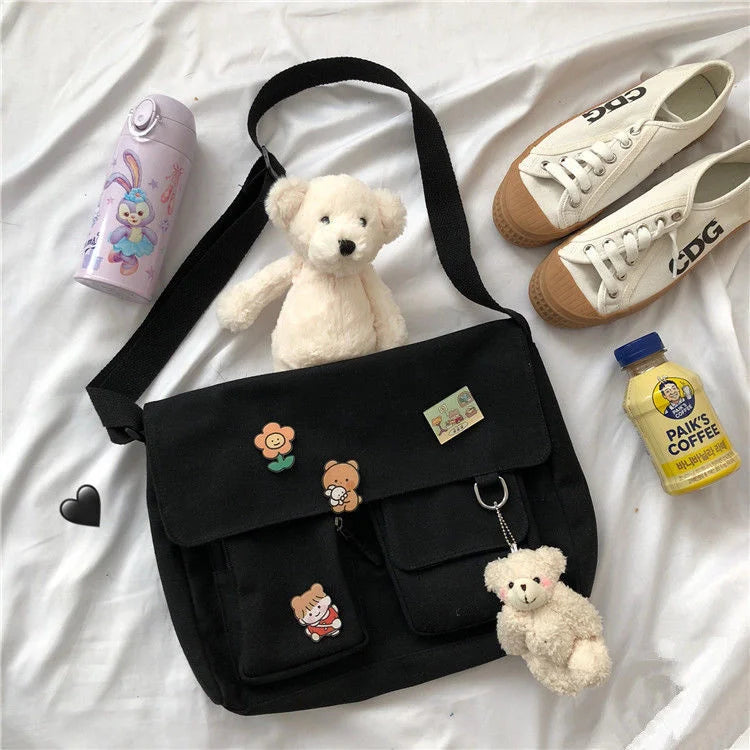 Canvas Crossbody Bag Women Handbag Shoulder Messenger School Bag