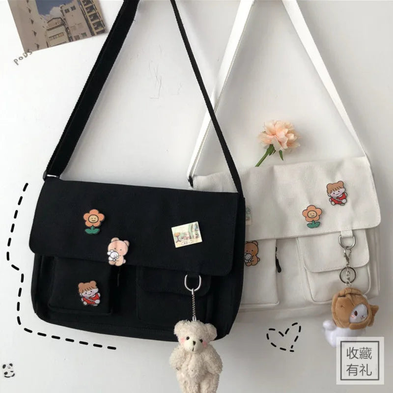 Canvas Crossbody Bag Women Handbag Shoulder Messenger School Bag