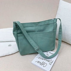 Canvas Shoulder Bag Large Capacity School Handbag Crossbody Tote BF