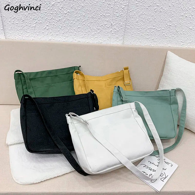 Canvas Shoulder Bag Large Capacity School Handbag Crossbody Tote BF