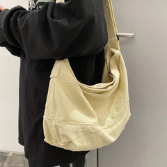Plaid Student Messenger Bag Large Capacity Shoulder Tote