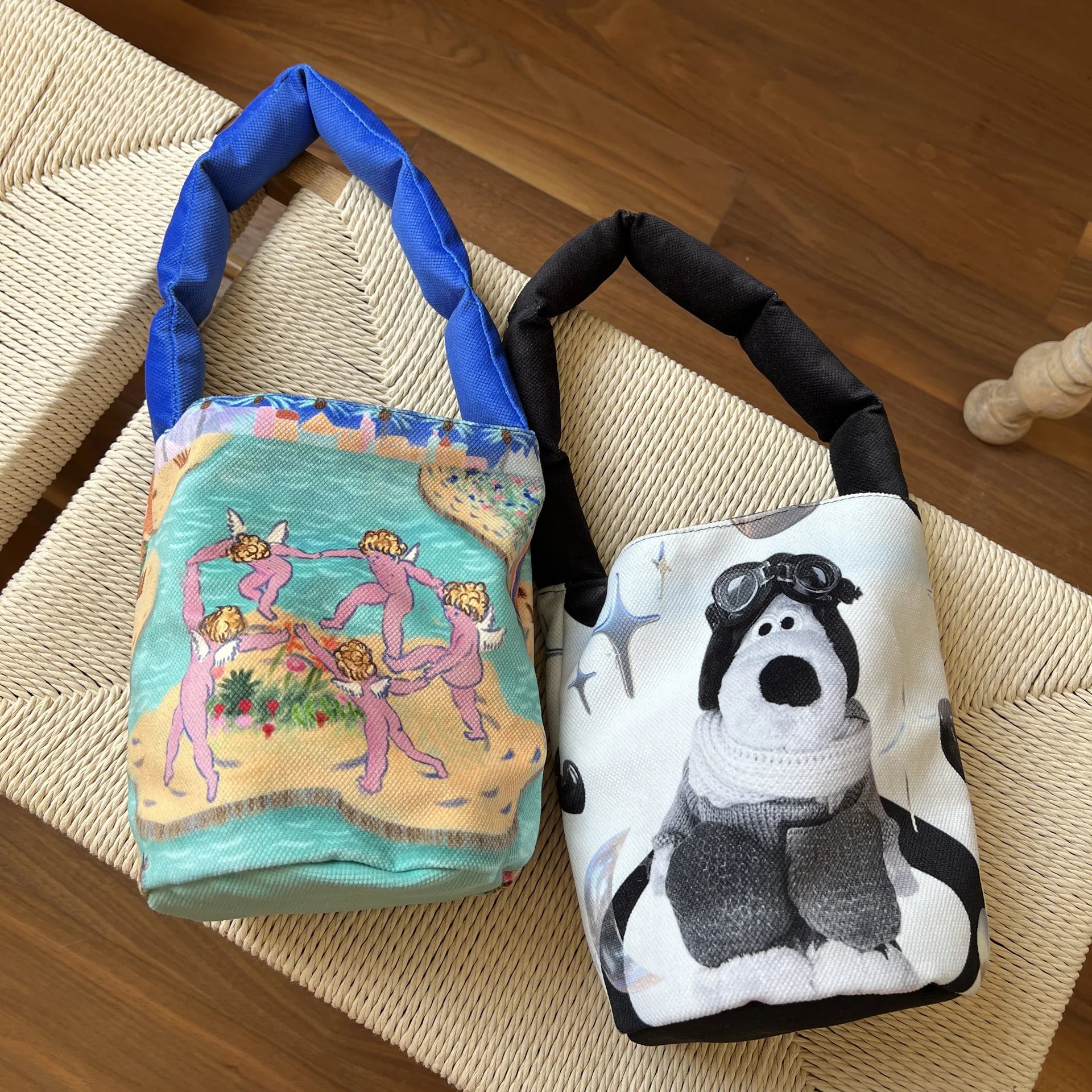 Canvas Bucket Bag Women Student Messenger Handbag