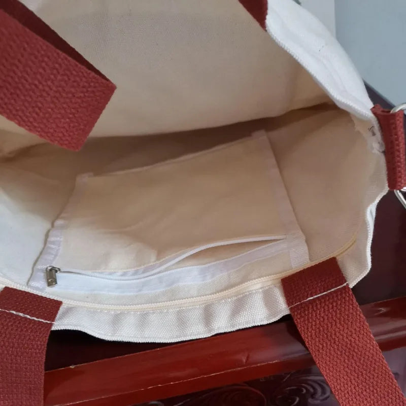 Canvas Messenger Bag Large Capacity Shopping Bag for Women