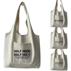 Canvas Bag Women Shoulder Bag Harajuku Cotton Shopping Bag Retro Literary Ladies
