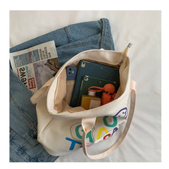 Rainbow Letter Handbag Shoulder Bag Smiling Face Tote Bags