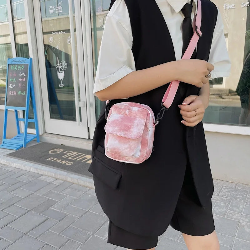 Canvas Bag Women's Shoulder Diagonal Bag With Zipper For Phone Ins