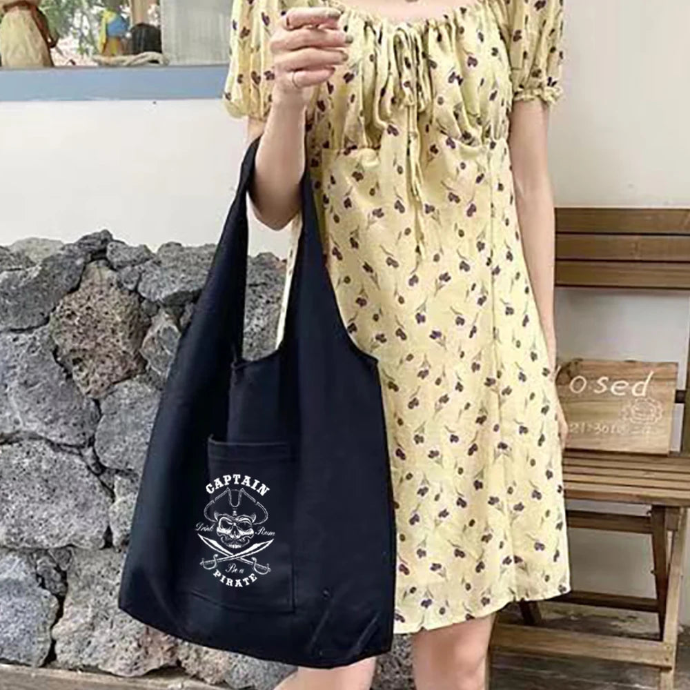 Skull Series Canvas Bag Womens Shoppers Shopping Bag Grocery Handbags