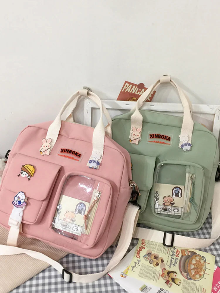Japanese Style Canvas Shoulder Bag for Students
