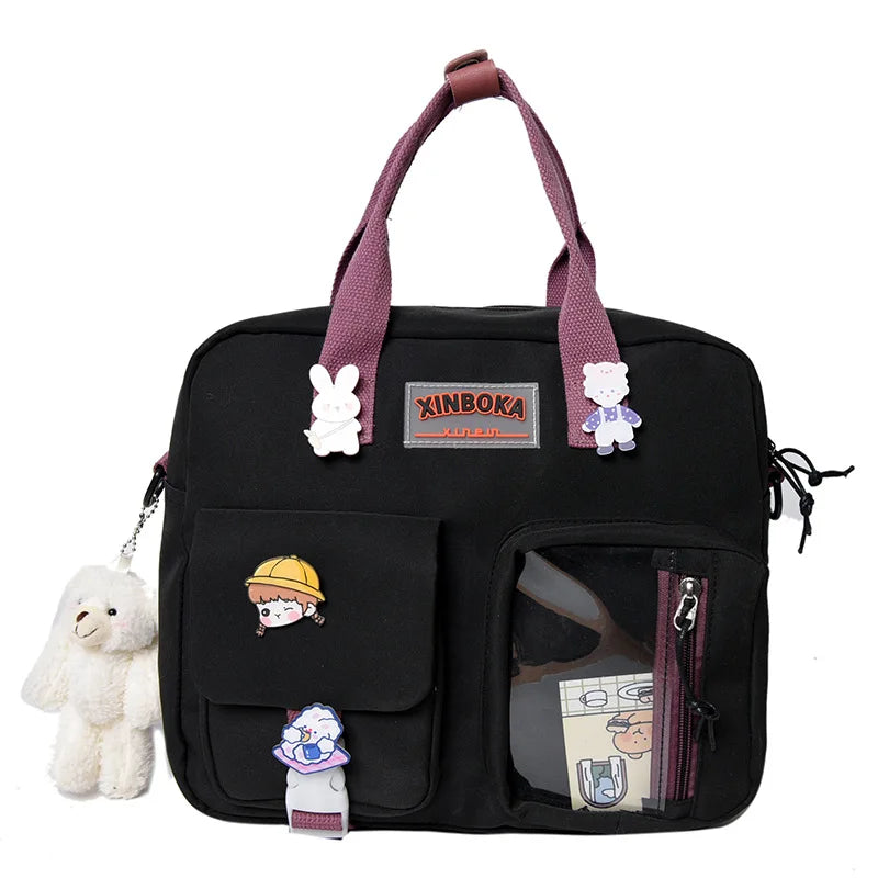 Japanese Style Canvas Shoulder Bag for Students