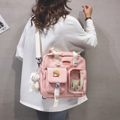 Japanese Style Canvas Shoulder Bag for Students