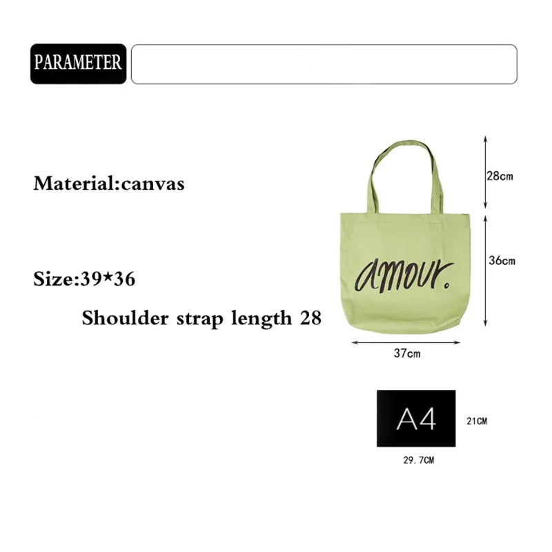 Canvas Bags Shopping Reusable Foldable Shoulder Bag Casual Tote Bag