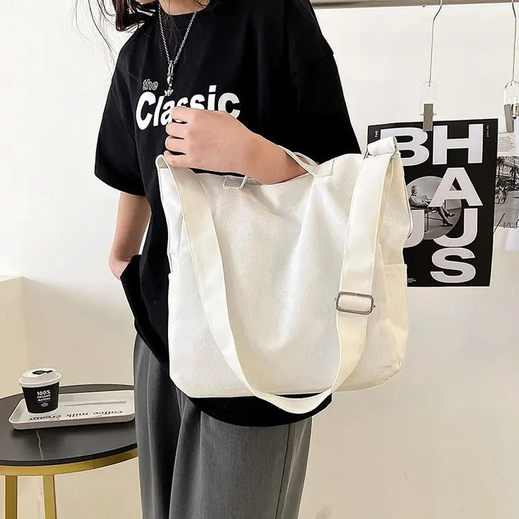 Canvas Bags for Women Handbag Ladies Shoulder Bag Large Capacity Solid Shopper