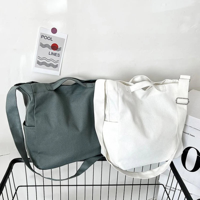 Canvas Bags for Women Handbag Ladies Shoulder Bag Large Capacity Solid Shopper