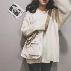 Canvas Bags for Women Handbag Shoulder Bag Large Capacity Solid Totes