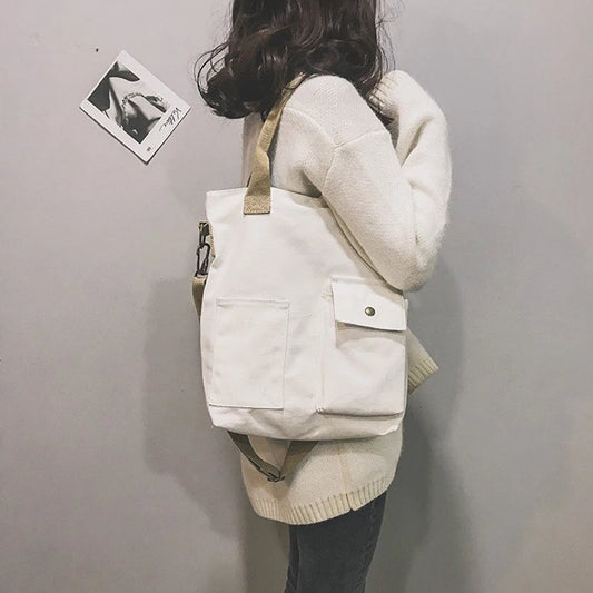 Canvas Bags for Women Handbag Shoulder Bag Large Capacity Solid Totes