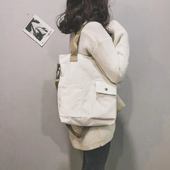 Canvas Bags for Women Handbag Shoulder Bag Large Capacity Solid Totes