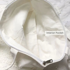 Lace Embroidery Canvas Shopper Handbag