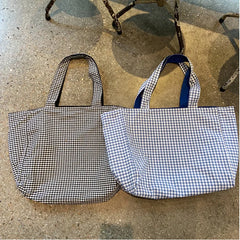 Women's Canvas Shoulder Tote Handbag Casual Solid Plaid Shopper