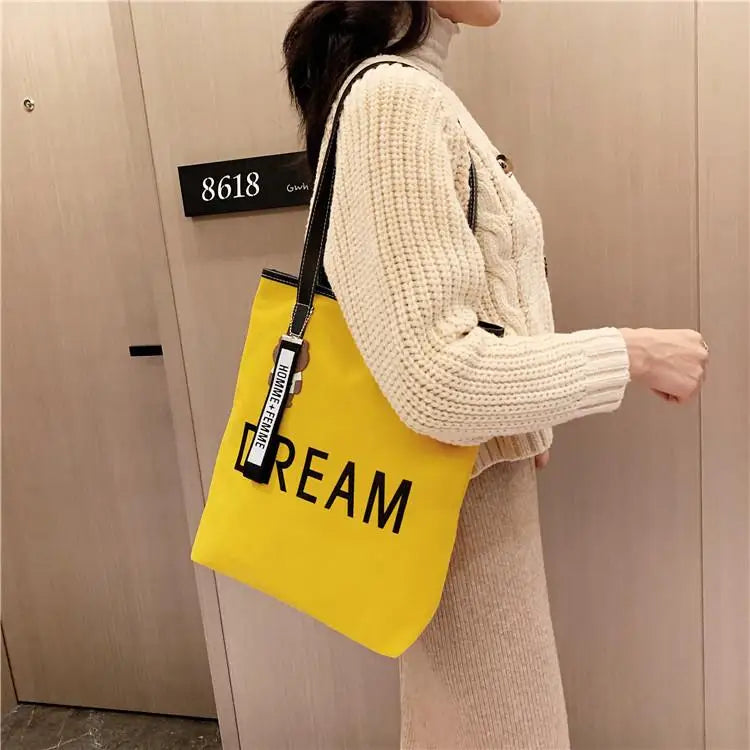 Canvas Big Bag Fashionable Style Messenger Bag Large Capacity Tote Bag