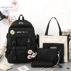 Solid Women's Backpack 4-Piece Set for Teens