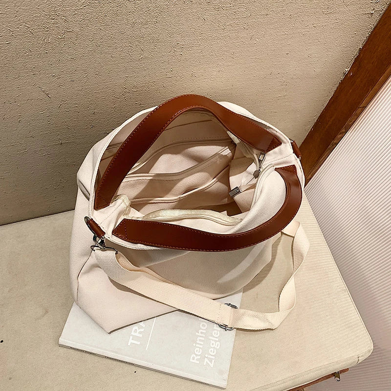 Large Capacity Canvas Tote Bag Women's Shoulder Crossbody Handbag