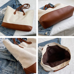 Canvas College Student Bag For Women Large-capacity Lady Shoulder Bag