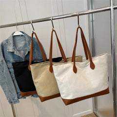 Canvas College Student Bag For Women Large-capacity Lady Shoulder Bag