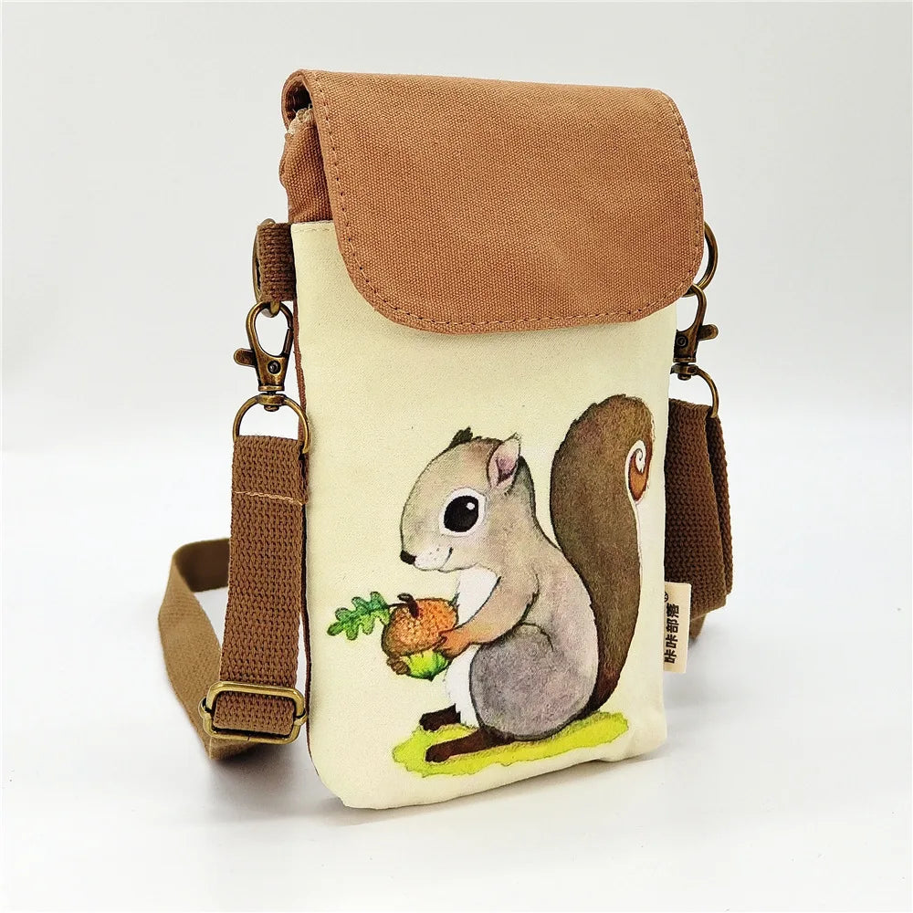 Canvas Print Women's Coin Purse Mini Wallet Handbag Small Phone Pouch for Girls