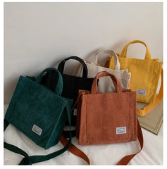 Canvas Corduroy Crossbody Shoulder Bags for Women Girls Purse Handbag