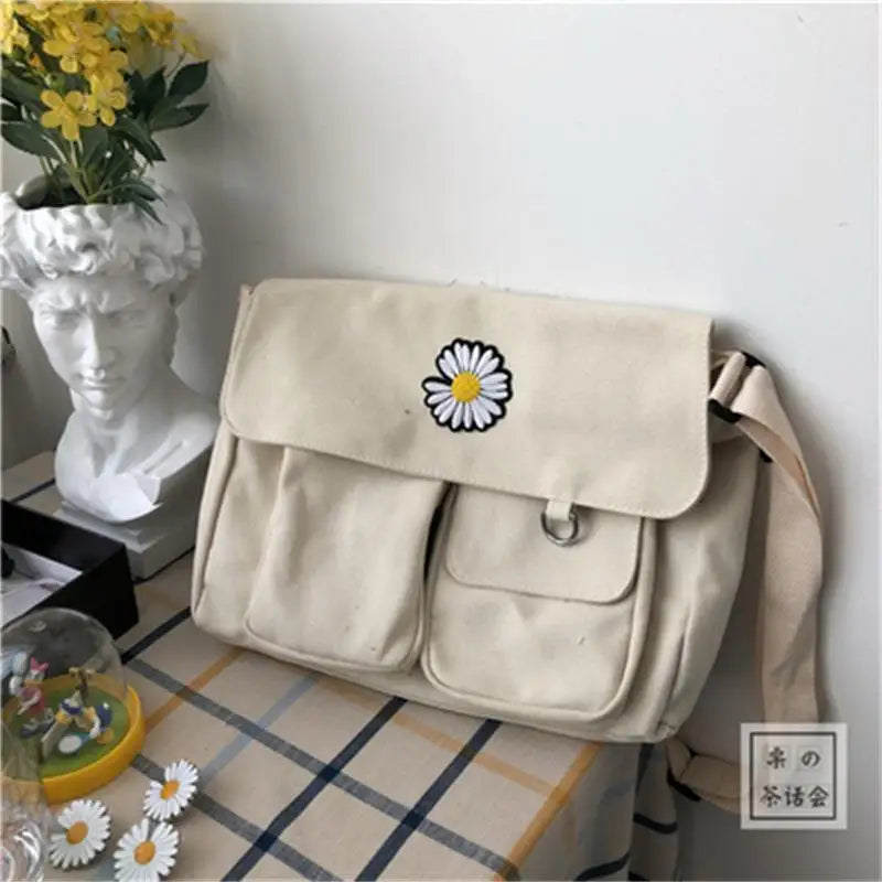 Canvas Crossbody Bag Youth Casual Version Ladies Large Capacity Shoulder Bag