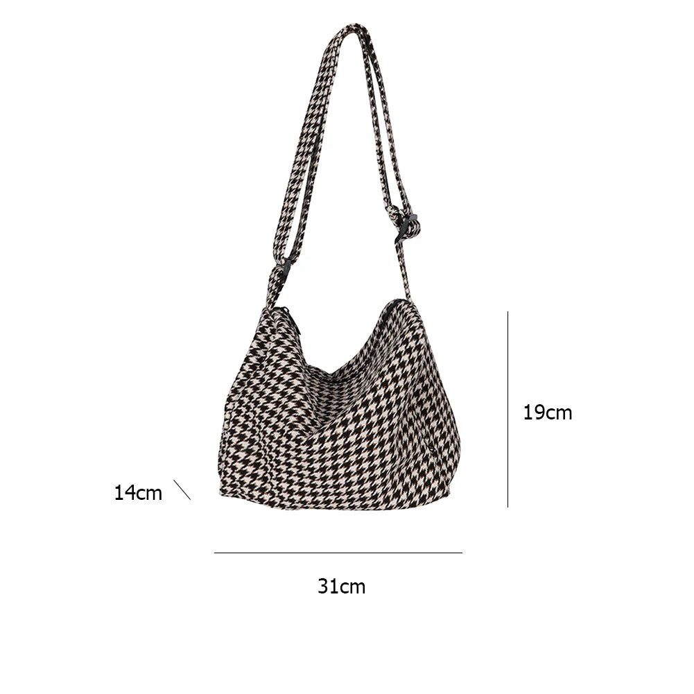 Canvas Crossbody Bags Houndstooth Lady Shoulder Handbags