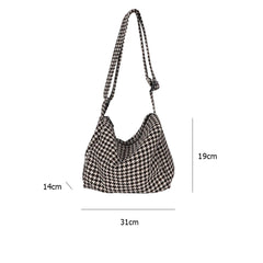 Canvas Crossbody Bags Houndstooth Lady Shoulder Handbags