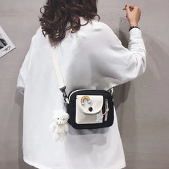 Canvas Crossbody Bags Womens Handbags Patchwork Students Style