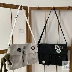 Canvas Crossbody Bags for Women Large Capacity Shoulder Bag Solid Messenger Bag