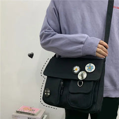 Canvas Crossbody Bags for Women Large Capacity Shoulder Bag Solid Messenger Bag