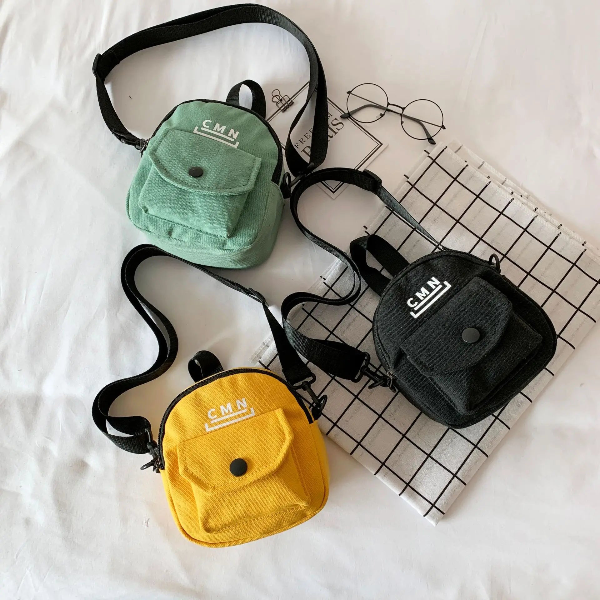 Canvas Crossbody Bags for Women Cartoon Small Phone Shoulder Bags