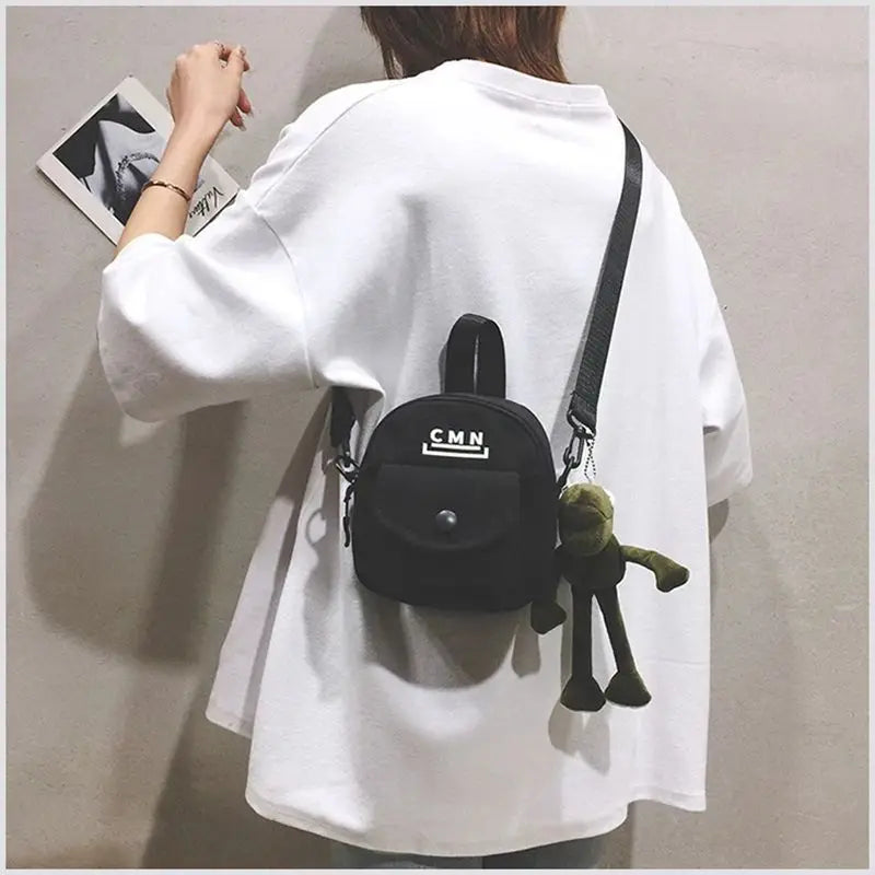 Canvas Crossbody Bags for Women Cartoon Small Phone Shoulder Bags