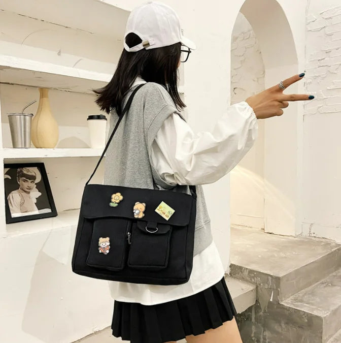 Canvas Diagonal Cross Bag Large Capacity Shoulder Bag