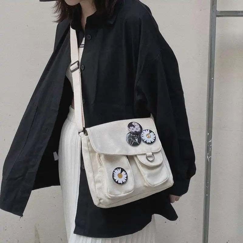 Canvas Diagonal Crossbody Bag Large Capacity for Ladies