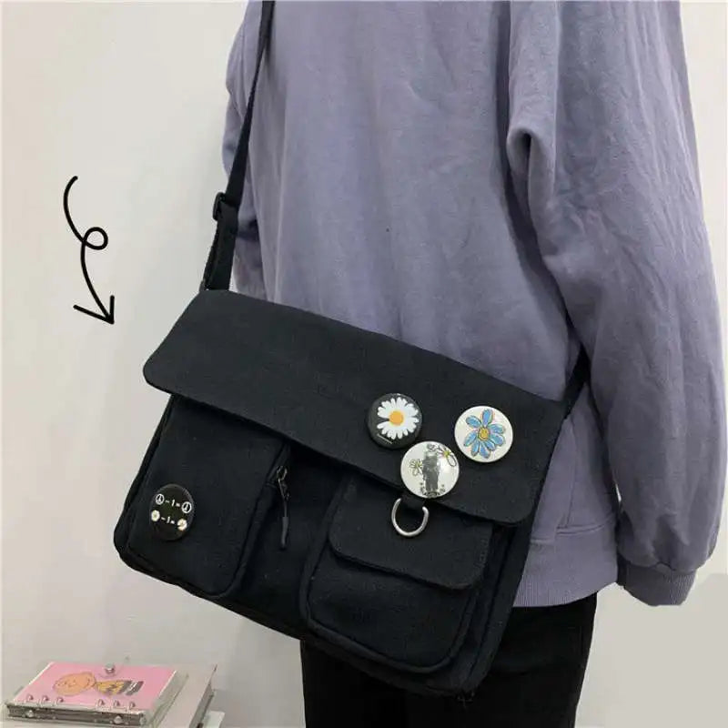 Canvas Diagonal Crossbody Bag Large Capacity for Ladies