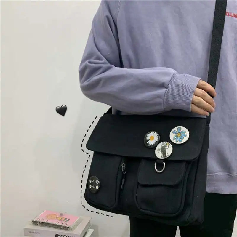 Canvas Diagonal Crossbody Bag Large Capacity for Ladies