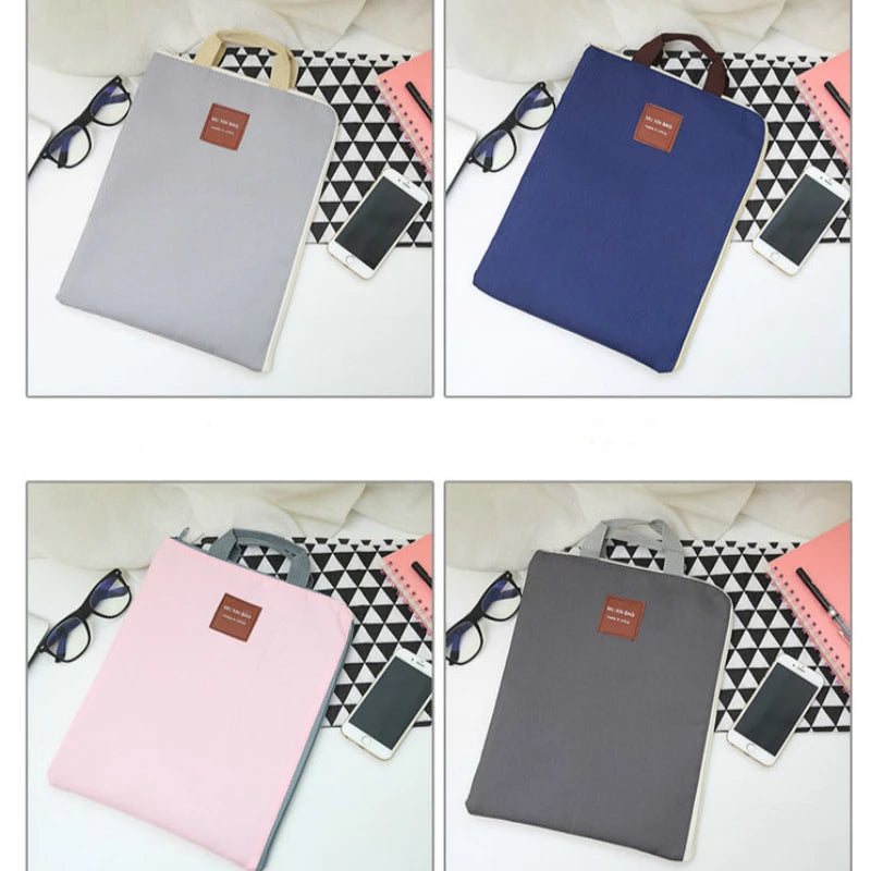 Canvas A4 File Folder Dual Buckles Filing Bag Waterproof Paper Organizer